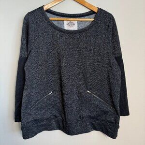 Active Zone Weekend Collection Women's Black Metallic Long Sleeve Top Size X